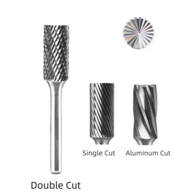 Buon prezzo SB Cylindrical End Cut tungsten Carbide Burrs 12mm*25mm Standard Double Cut With 6mm Shank in linea